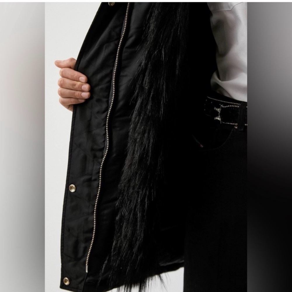 The Kooples Paris Black Faux Fur Hooded Puffer Parka Coat Size M Women’s NWT - Picture 11 of 11